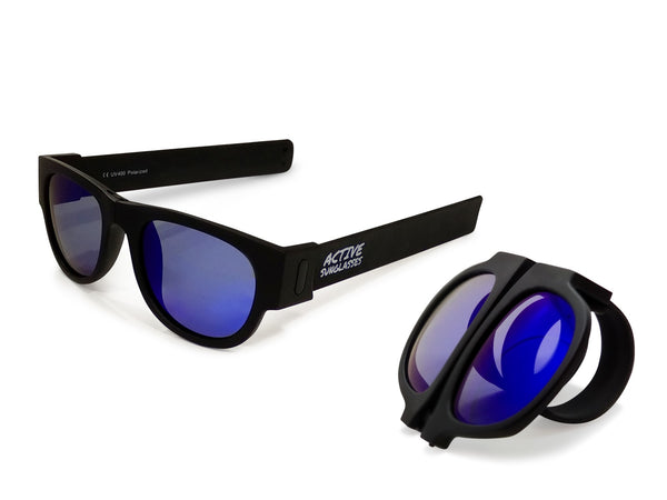 Active Sunglasses - Black - Deep Blue Mirror